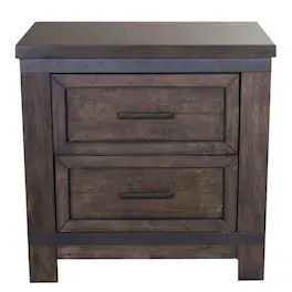 Liberty Furniture Industries - Thornwood Hills Night Stand in Rock Beaten w/ Saw Cuts - Brown