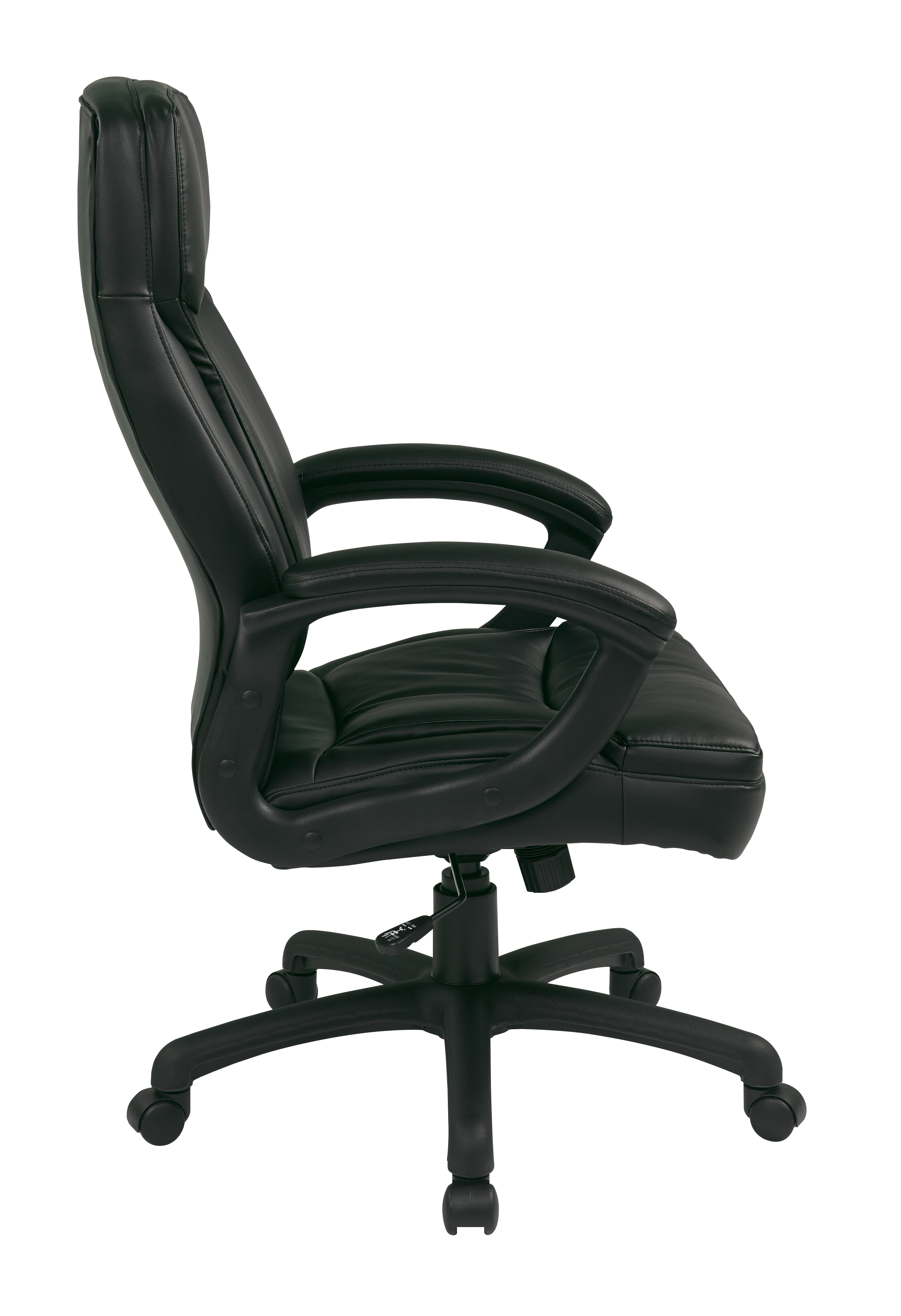 Left View: Office Star Products - High-Back Eco Leather Executive Chair - Black