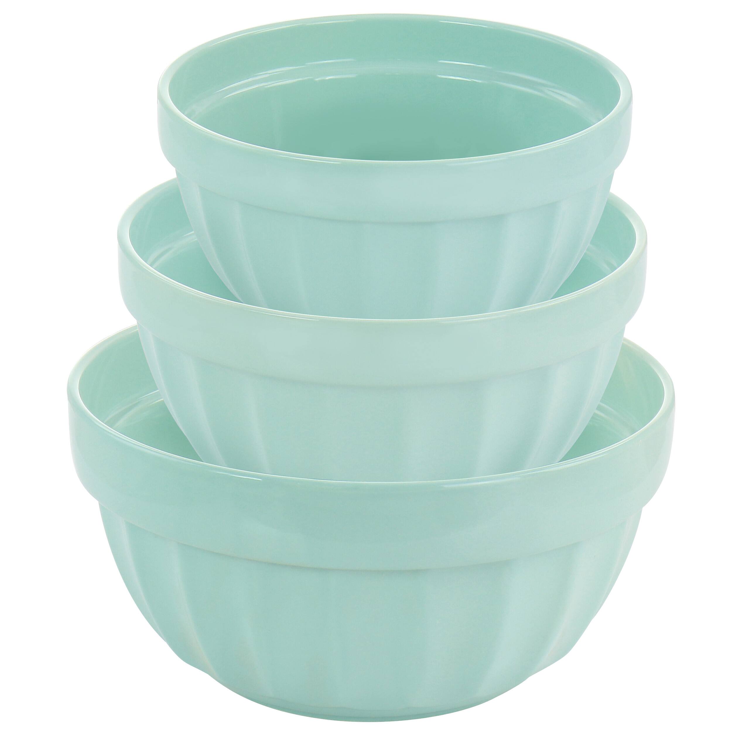 Alt View 3. Martha Stewart - Martha Stewart 3 Piece Stoneware Bowl Set in Turquoise - Blue.