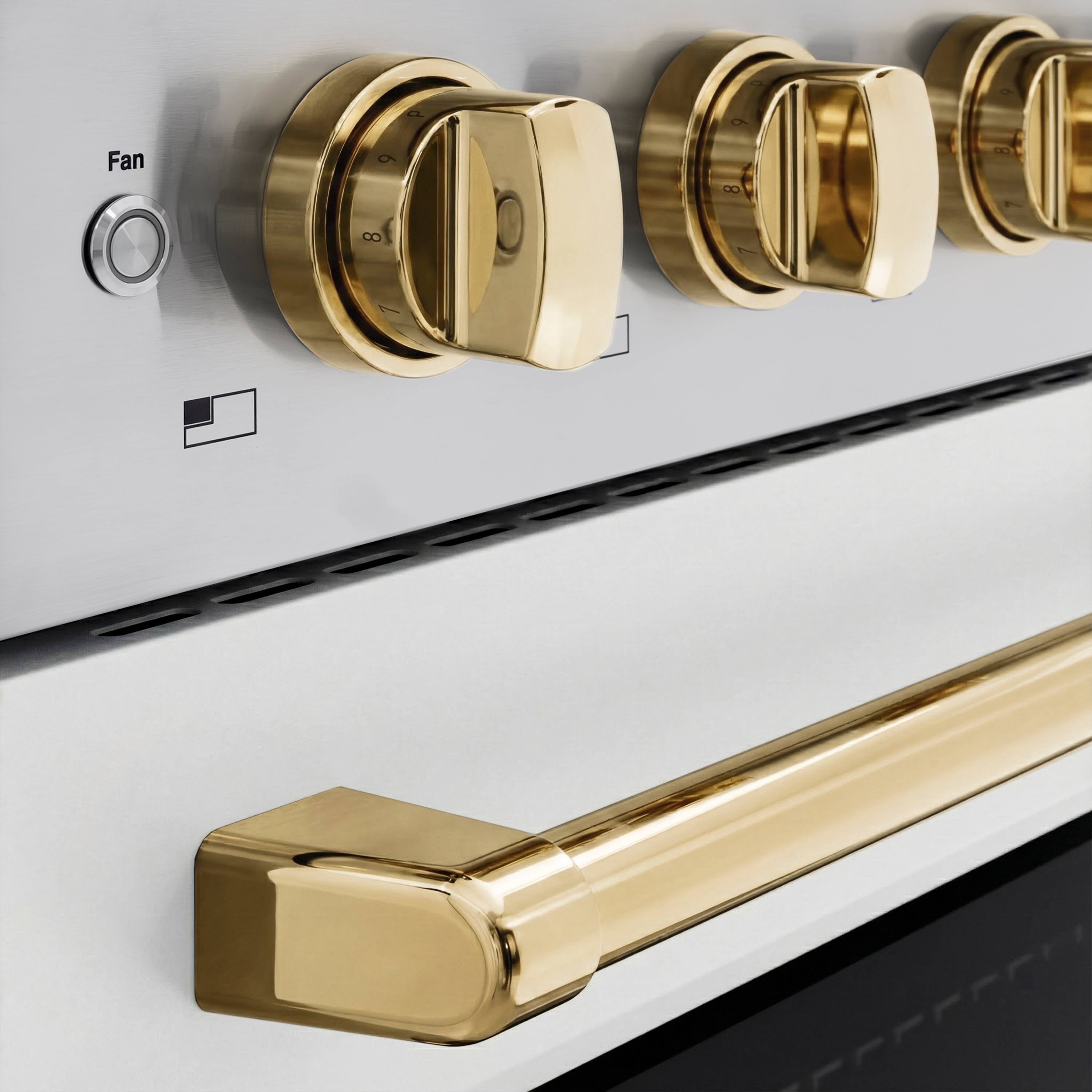 Alt View 6. ZLINE - Autograph 30 in. 4.2 cu. ft. Paramount Freestanding Induction Range with 4 Burners and Gold Accents with White Door - Matte White.