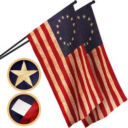 G128 - 2-Pack Betsy Ross 3x5 ft Embroidered Polyester Flag with Pole Sleeve - Assorted Colors
