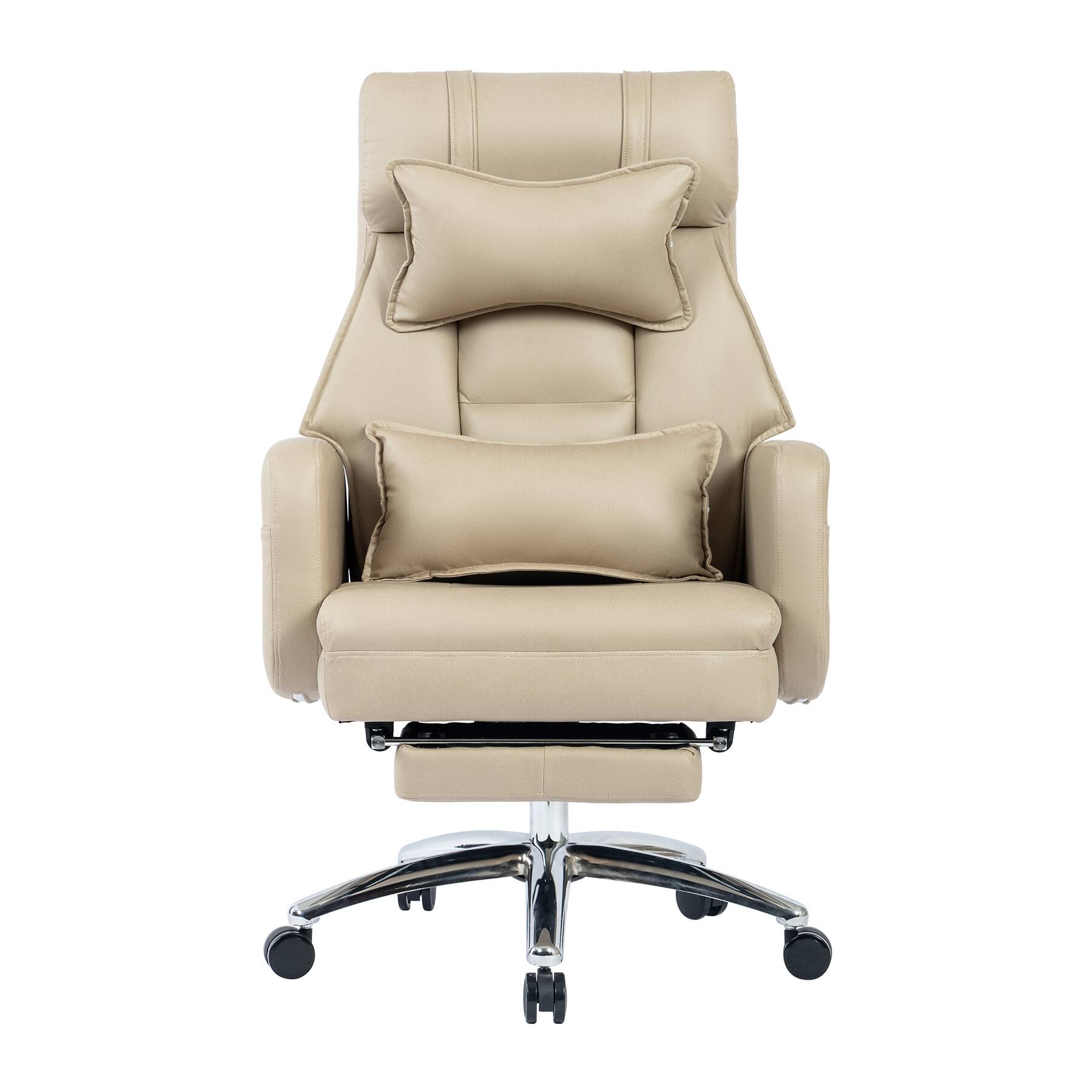 Alt View 4. Spaco - Spaco Executive Office Chair with Tech Leather, High Back, Adjustable Lumbar Support, 155° Recline, for Home Office - Beige.