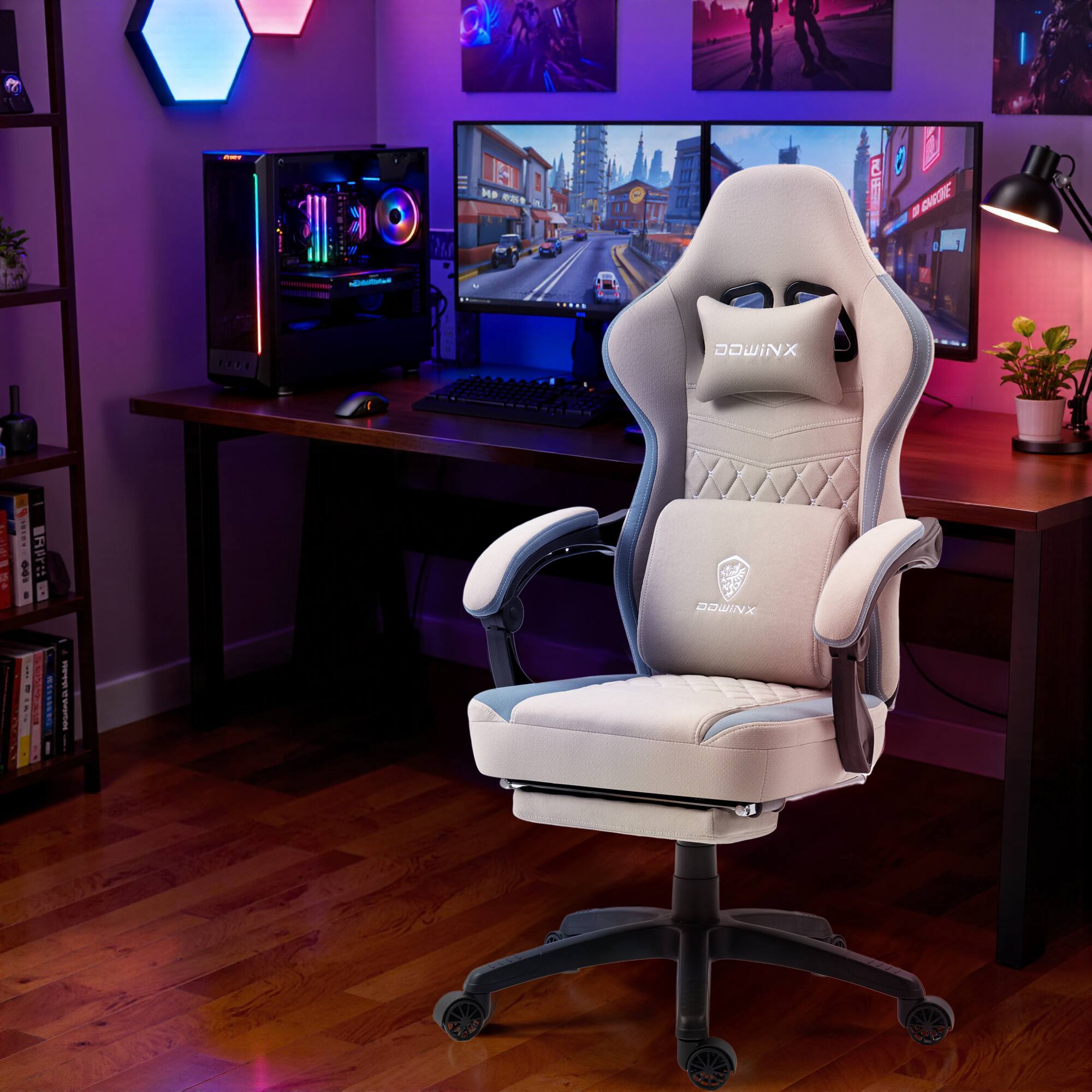 Dowinx Gaming Chair Fabric Breathable, Ergonomic Office Chair with