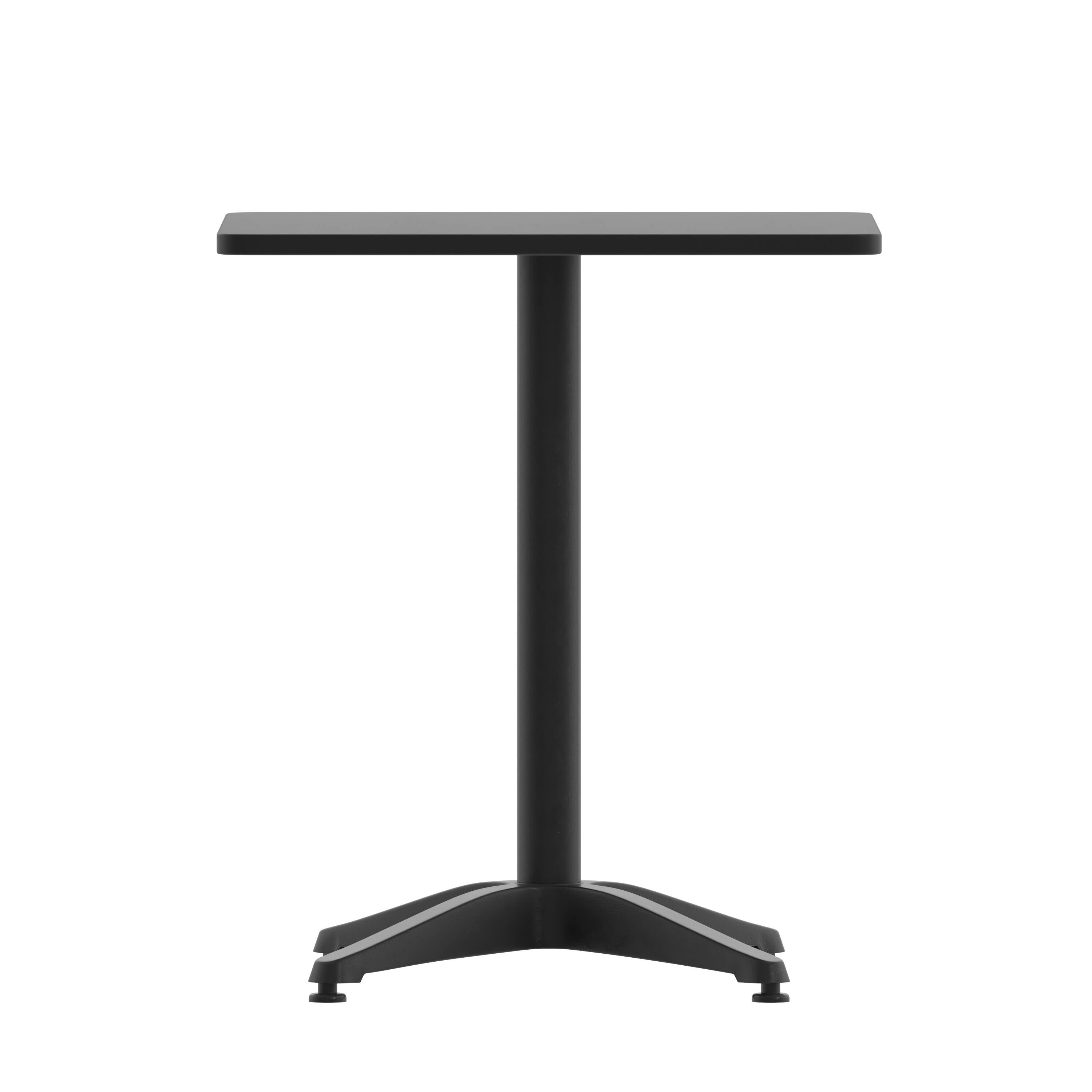 Back. Flash Furniture - Mellie 23.5'' Black Square Metal Indoor-Outdoor Table with Base - Black.
