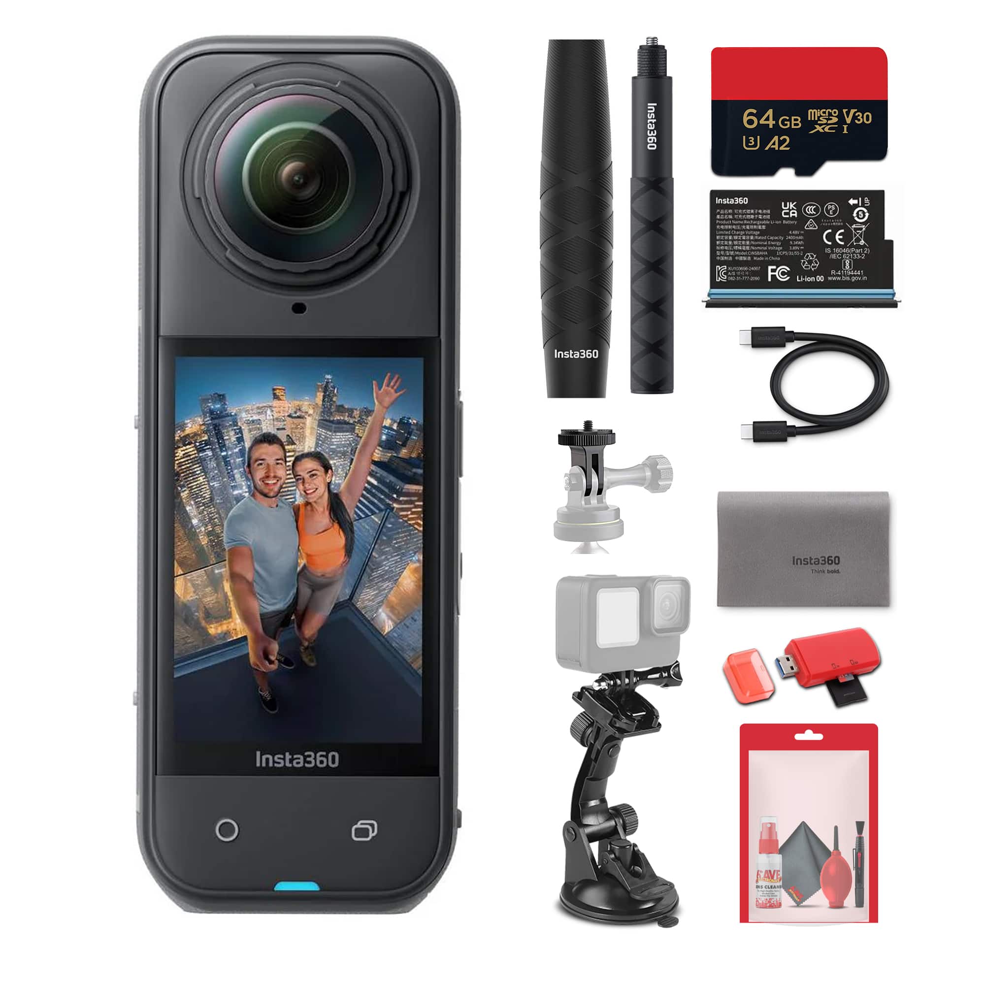 Insta360 - X5 8K 360 Waterproof Action Camera | 1/1.28" Sensors, Replaceable Lenses, PureVideo AI + More