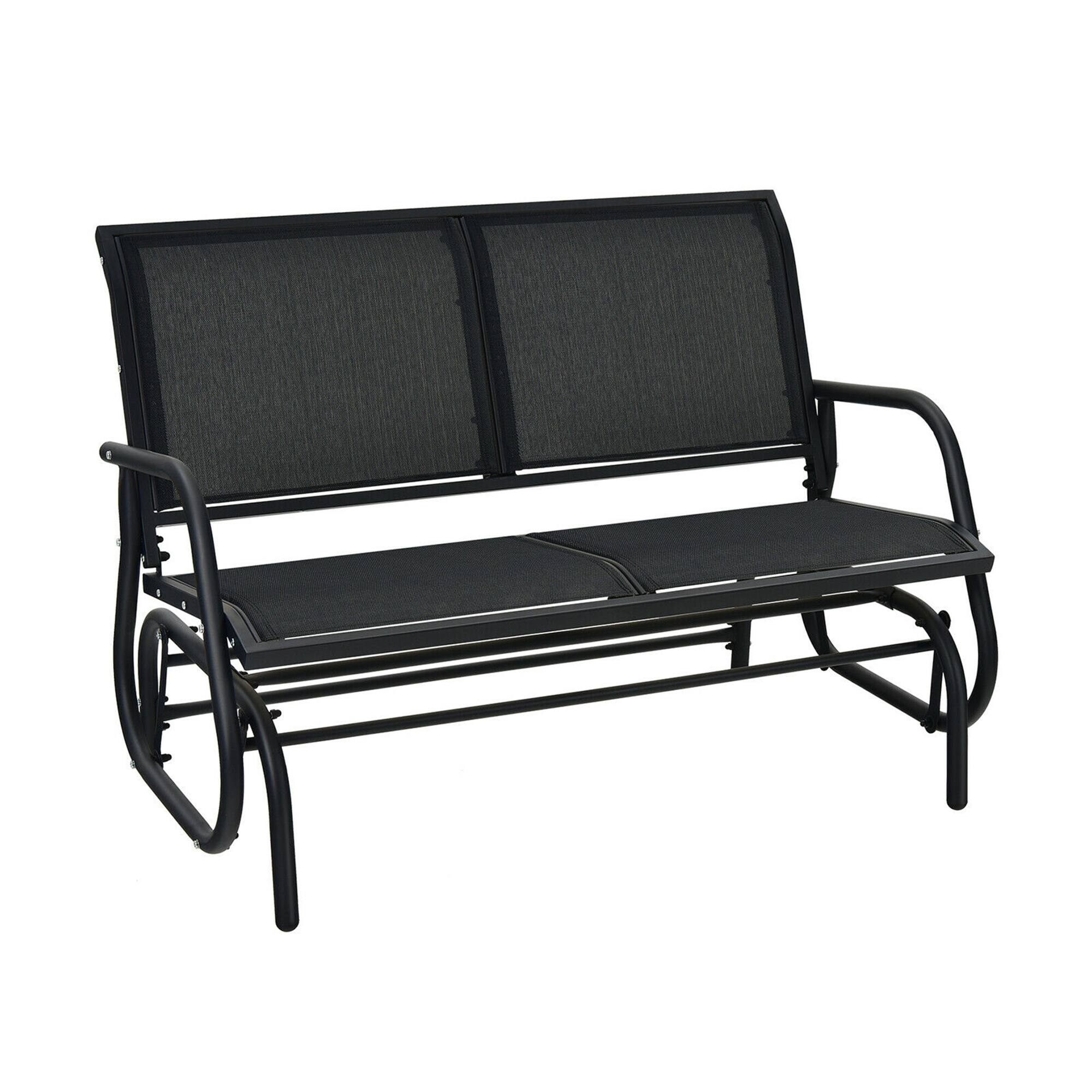 Alt View 9. Gymax - Gymax Patio Swing Glider Bench Loveseat Rocking Chair Backyard Poolside Black - Black.