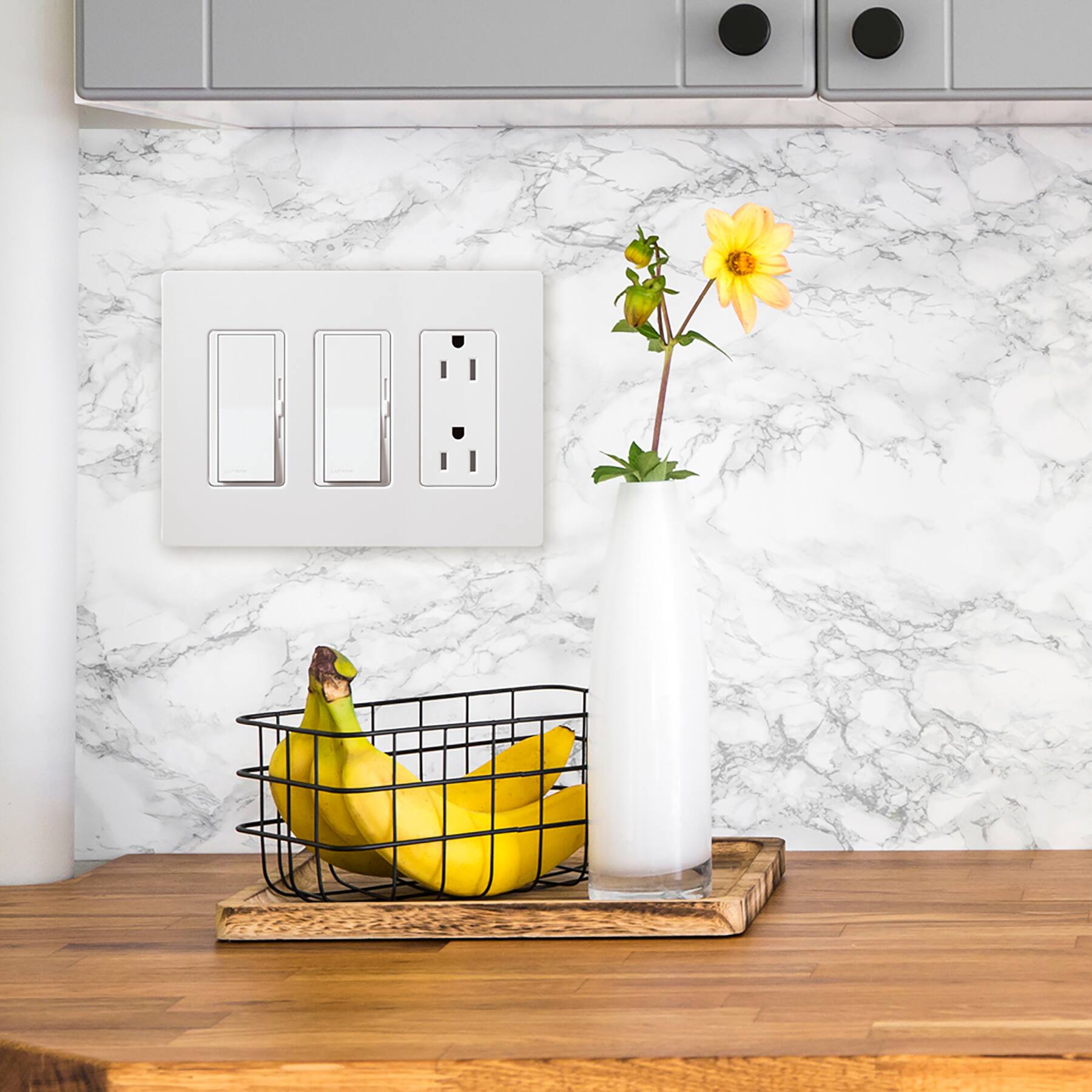 Alt View 2. Lutron - Claro 3-Gang Light Almond Wall Plate - Light Almond.