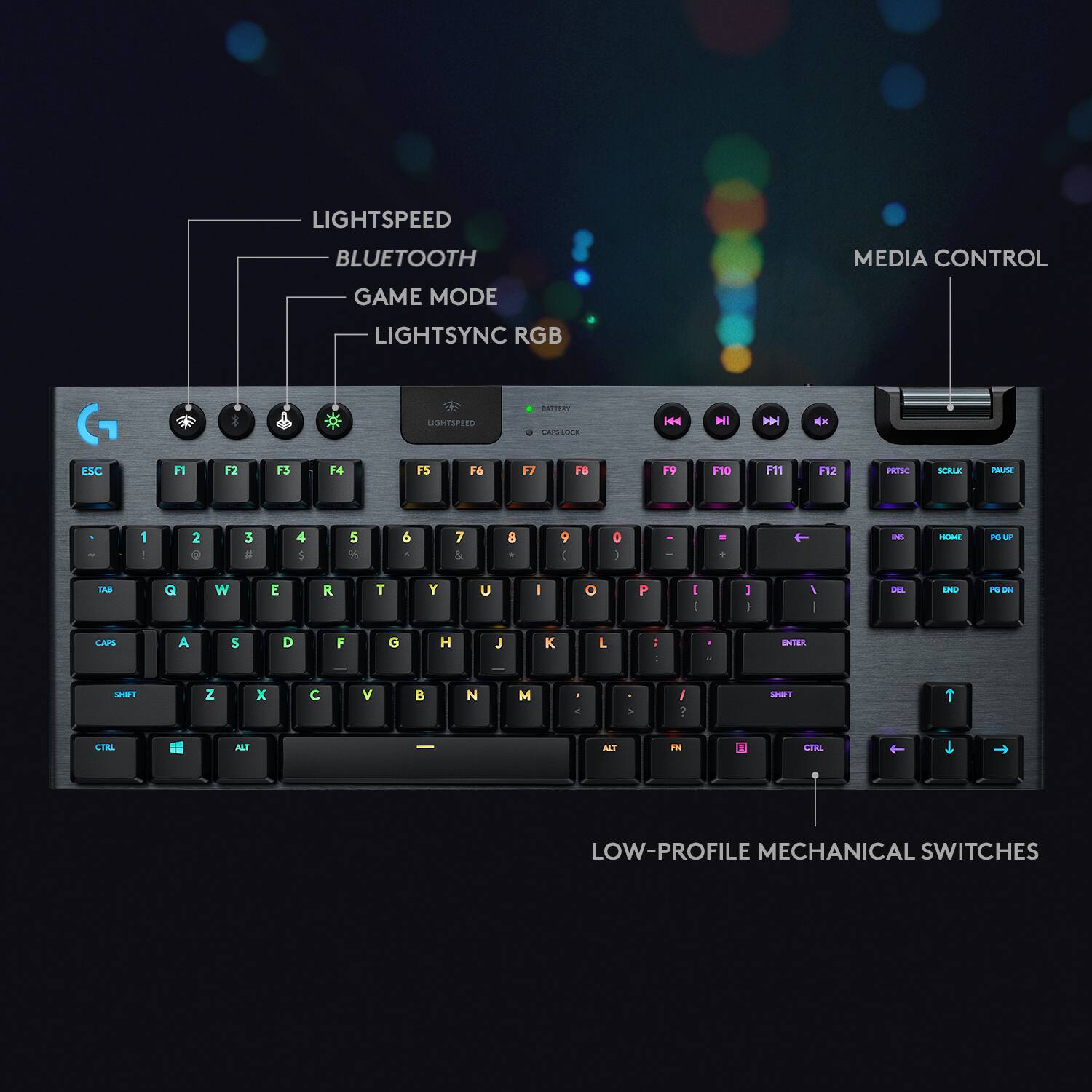 Alt View 16. Logitech - G915 LIGHTSPEED TKL Wireless Mechanical GL Tactile Switch Gaming Keyboard with RGB Backlighting - Black.