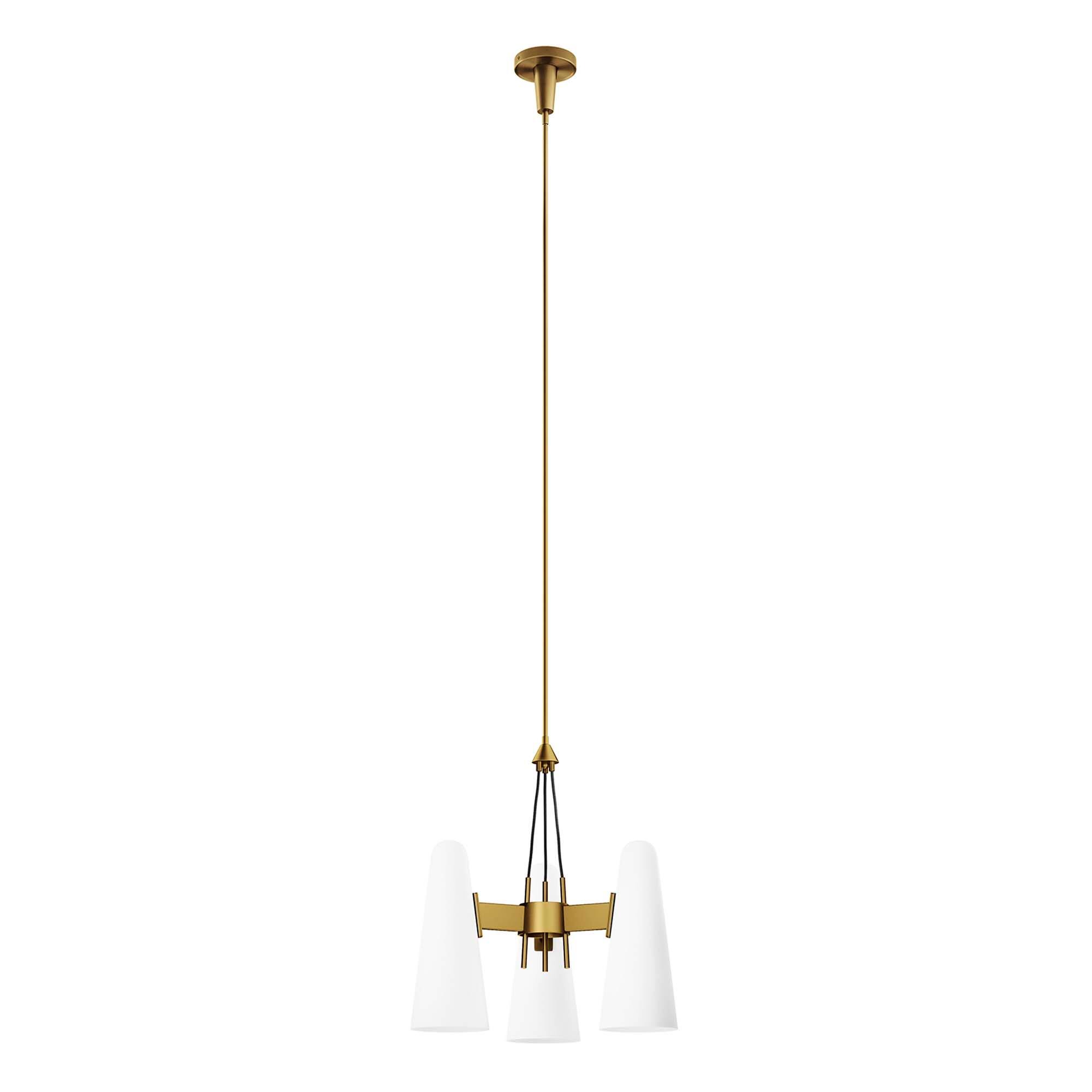 Angle. Modway - Beacon 3-Light Pendant Light by Modway - Opal Satin Brass.