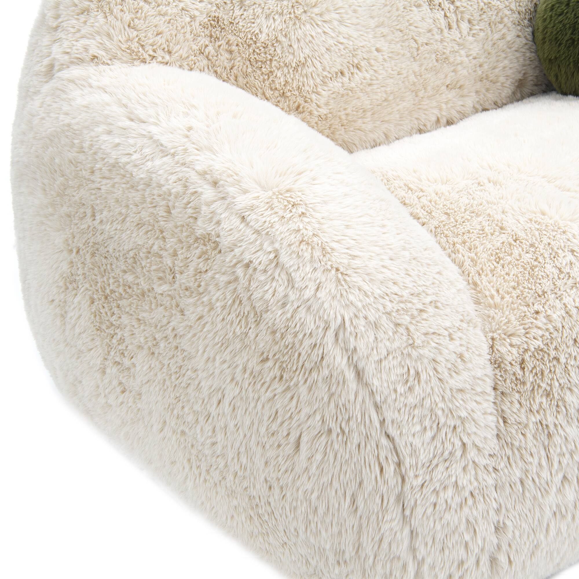 Alt View 6. Vaczon - Faux Fur Loveseat Sofa Cozy Shaggy Plush Chair for Home Apartment or Lounge Area with Accent Pillows - Sand.