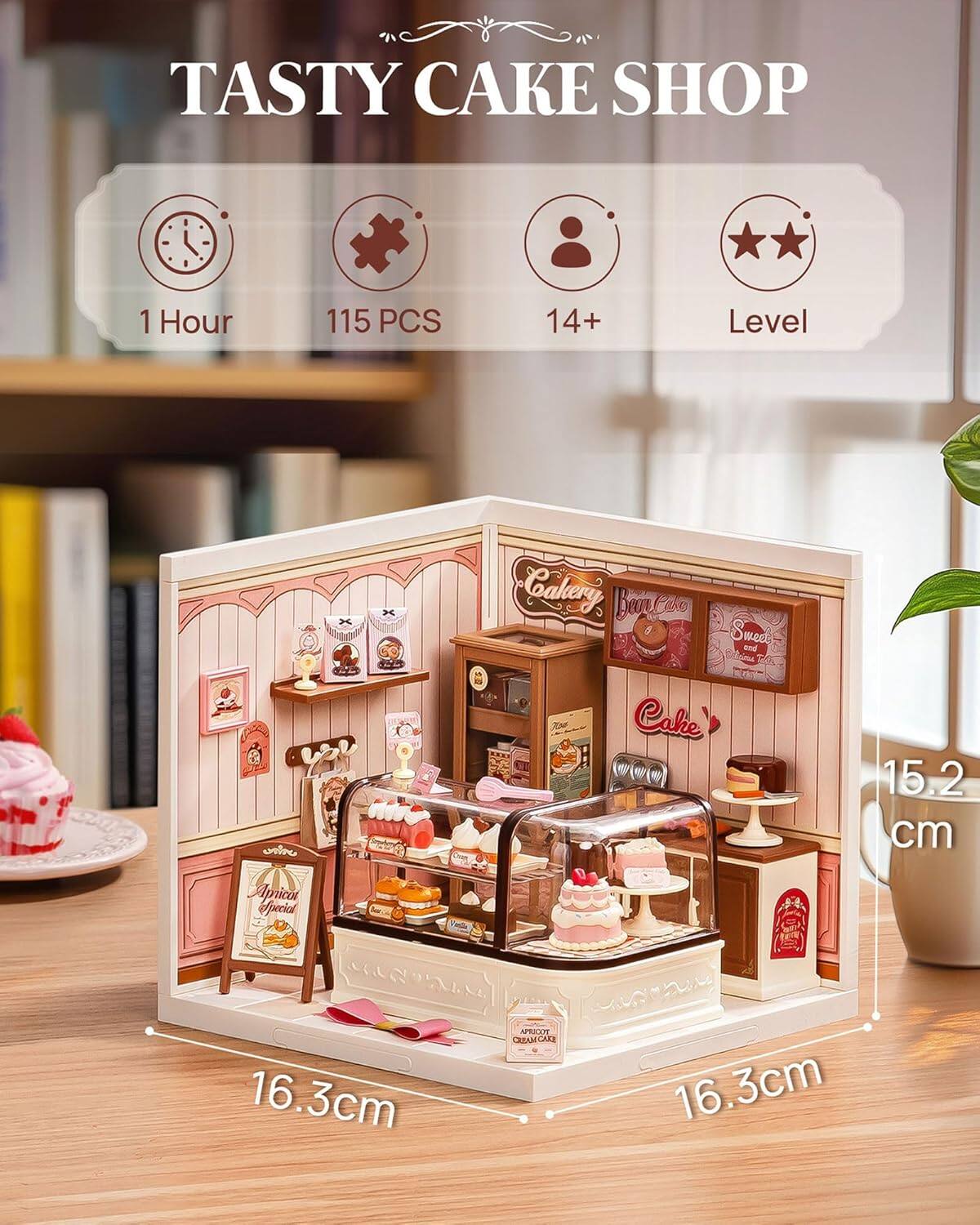 TASTY CAKE SHOP  
1 Hour  
115 PCS  
14+ Level  
Cakery Bearo  
Swse and Wed u Cake  
15.2 cm  
Apricon Special  
PRICIO CREAMCARE  
16.3 cm  
16.3 cm