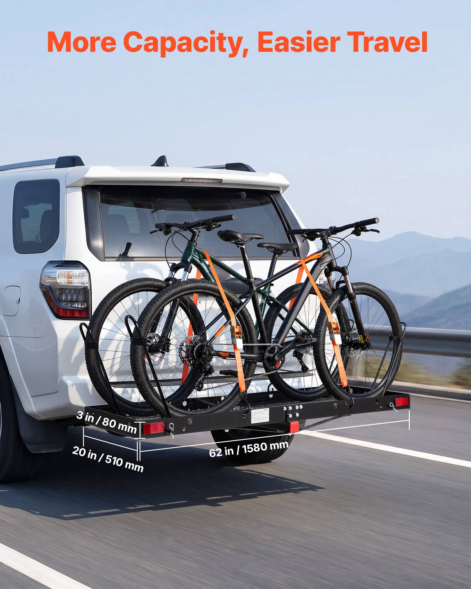 More Capacity, Easier Travel

3 in / 80 mm

20 in / 510 mm

62 in / 1580 mm