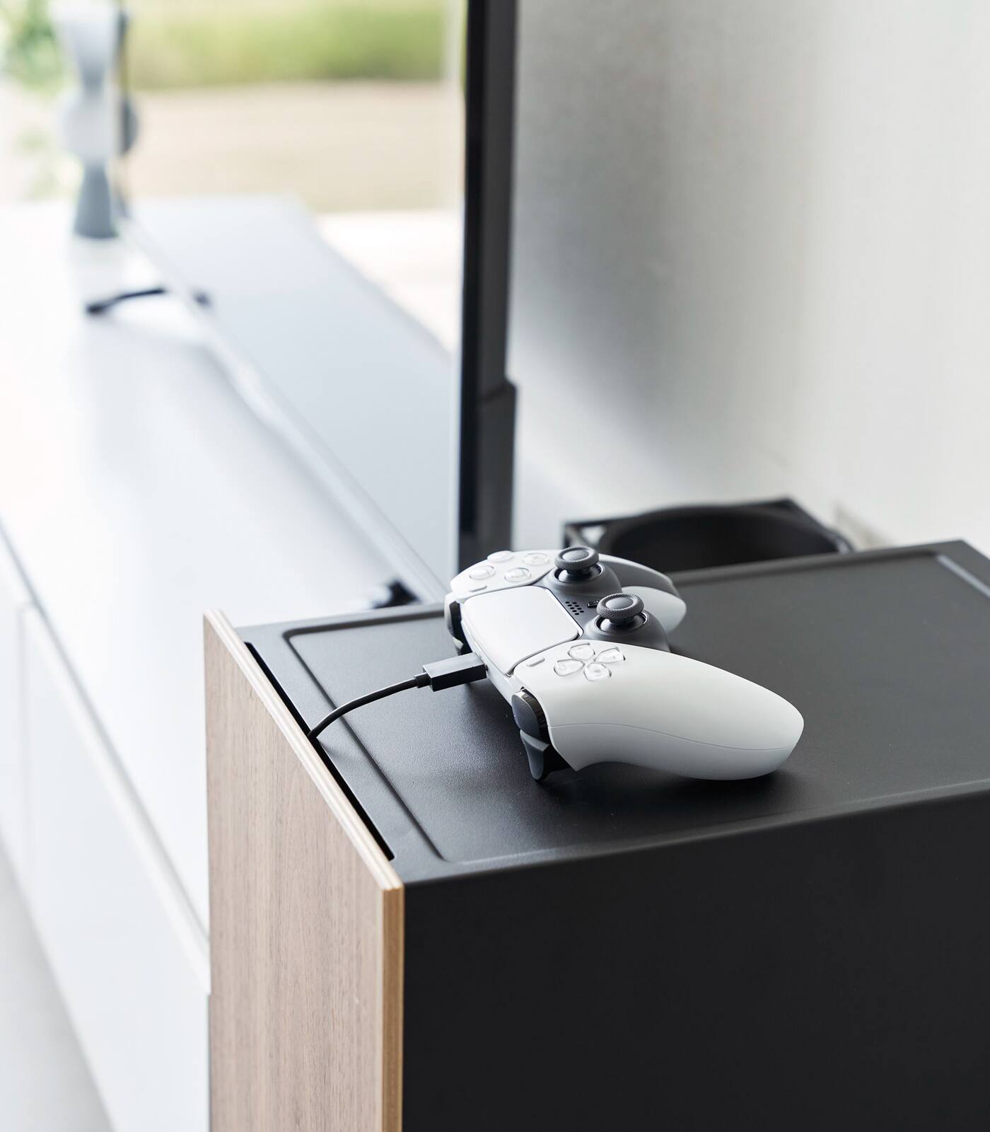 Back. Yamazaki Home - Video Game Storage Cabinet - Steel - Black.