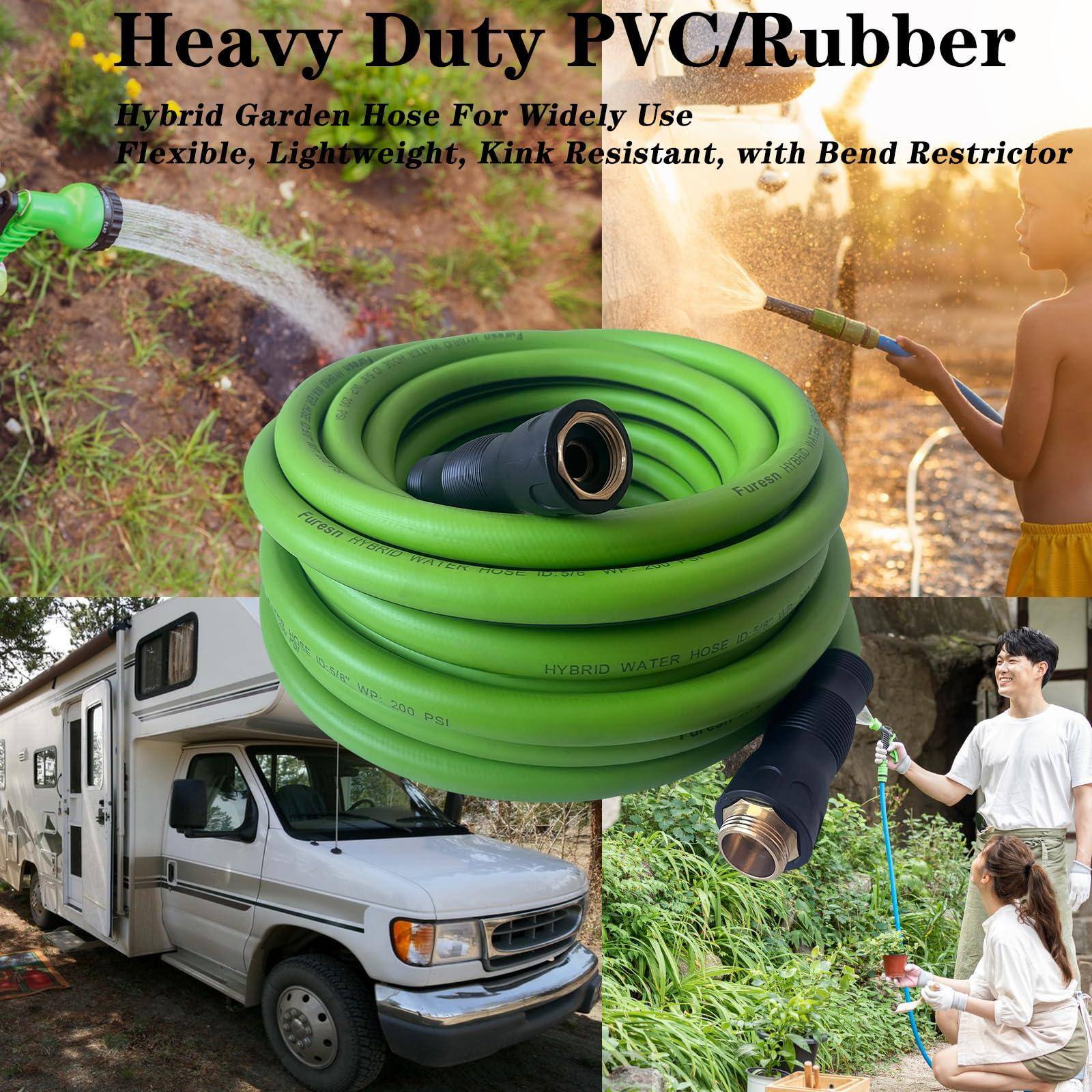 Heavy Duty PVC/Rubber  
Hybrid Garden Hose For Widely Use  
Flexible, Lightweight, Kink Resistant, with Bend Restrictor