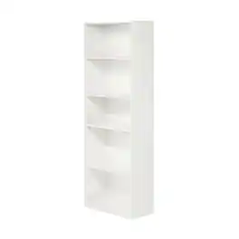 FurniFact - Wooden Bookcase with Adjustable Shelves for Home Office Storage - White