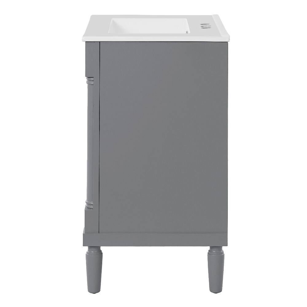 Alt View 8. Loheer - Loheer 24 inch bathroom vanity with sink Grey Modern Single Sink Bathroom Vanity with Ceramic Basin - Grey.
