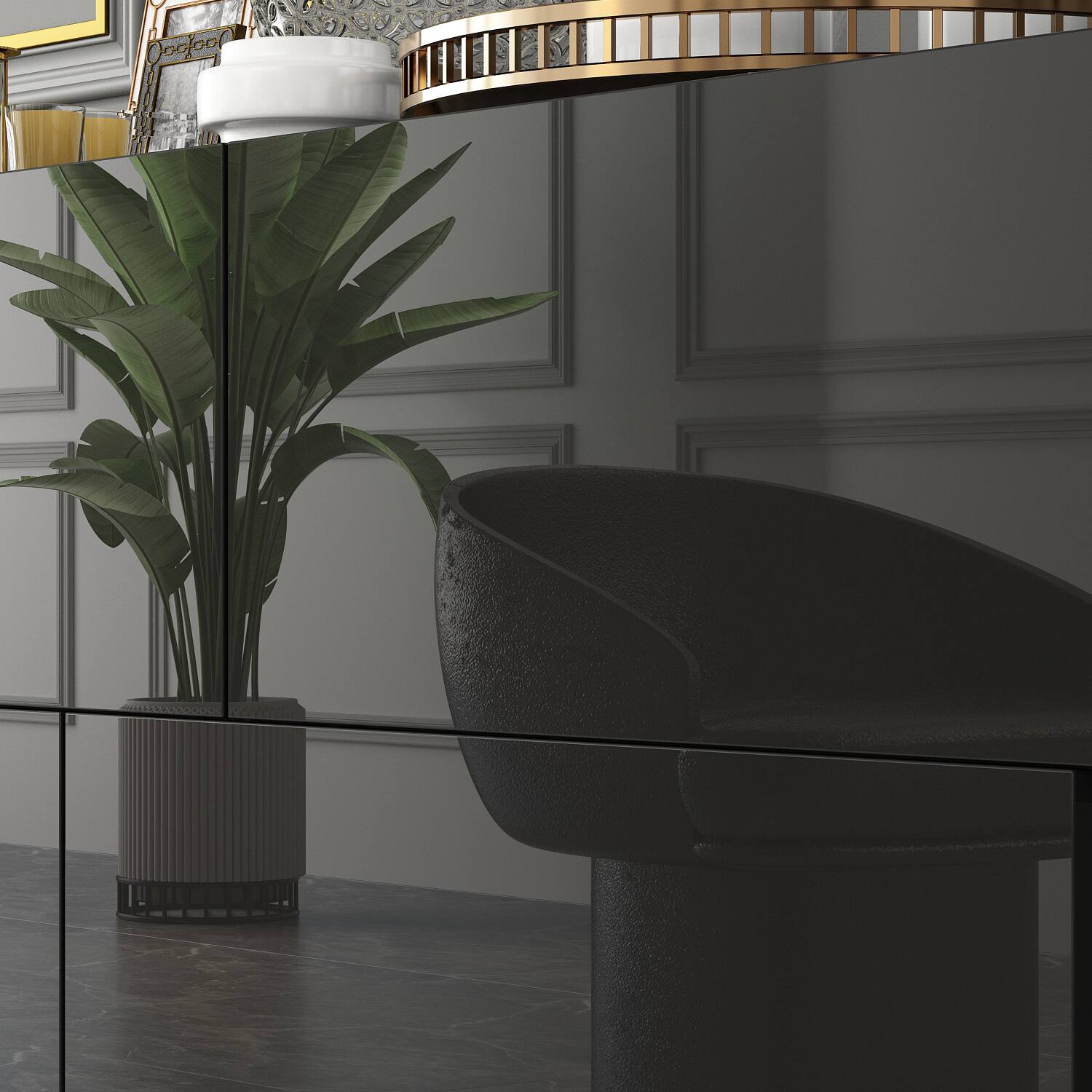 Alt View 2. Famapy - Famapy High - Gloss Storage Cabinet: Elevate Spaces with Sleek Sophistication - Black.