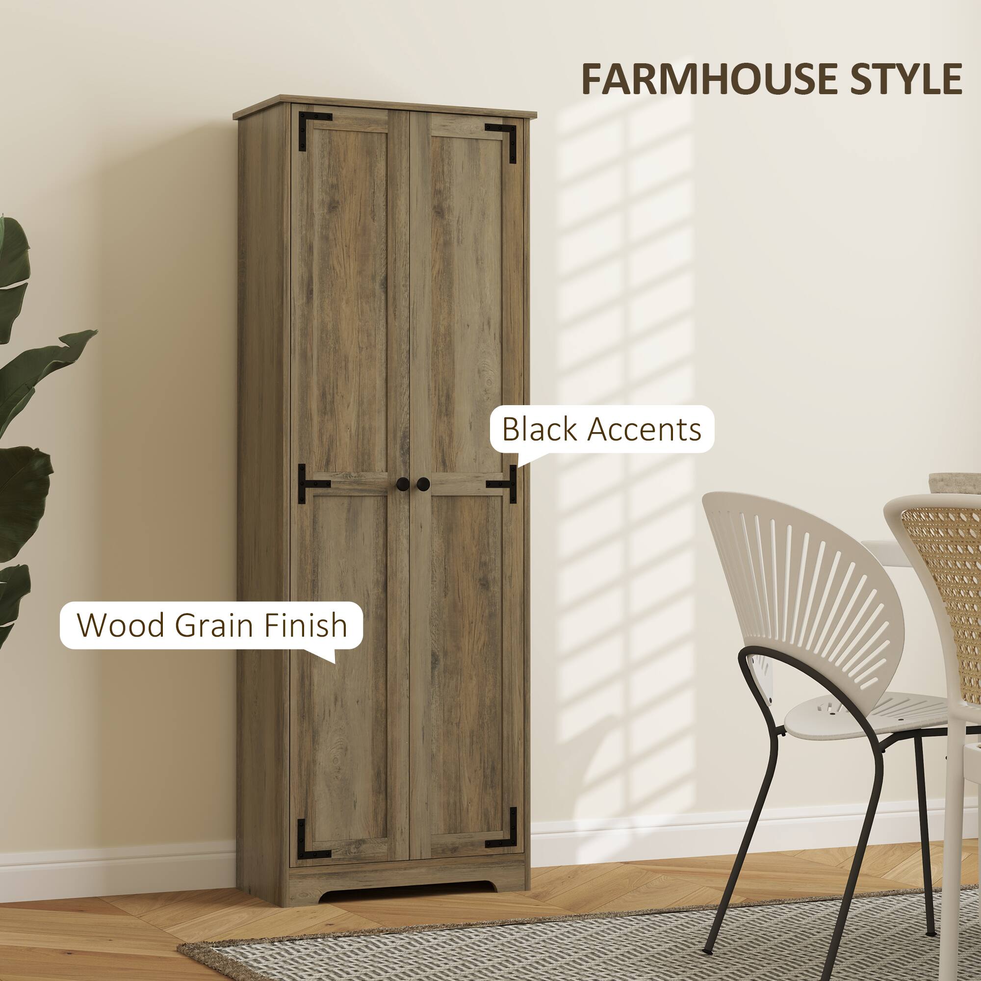 FARMHOUSE STYLE

Black Accents

Wood Grain Finish
