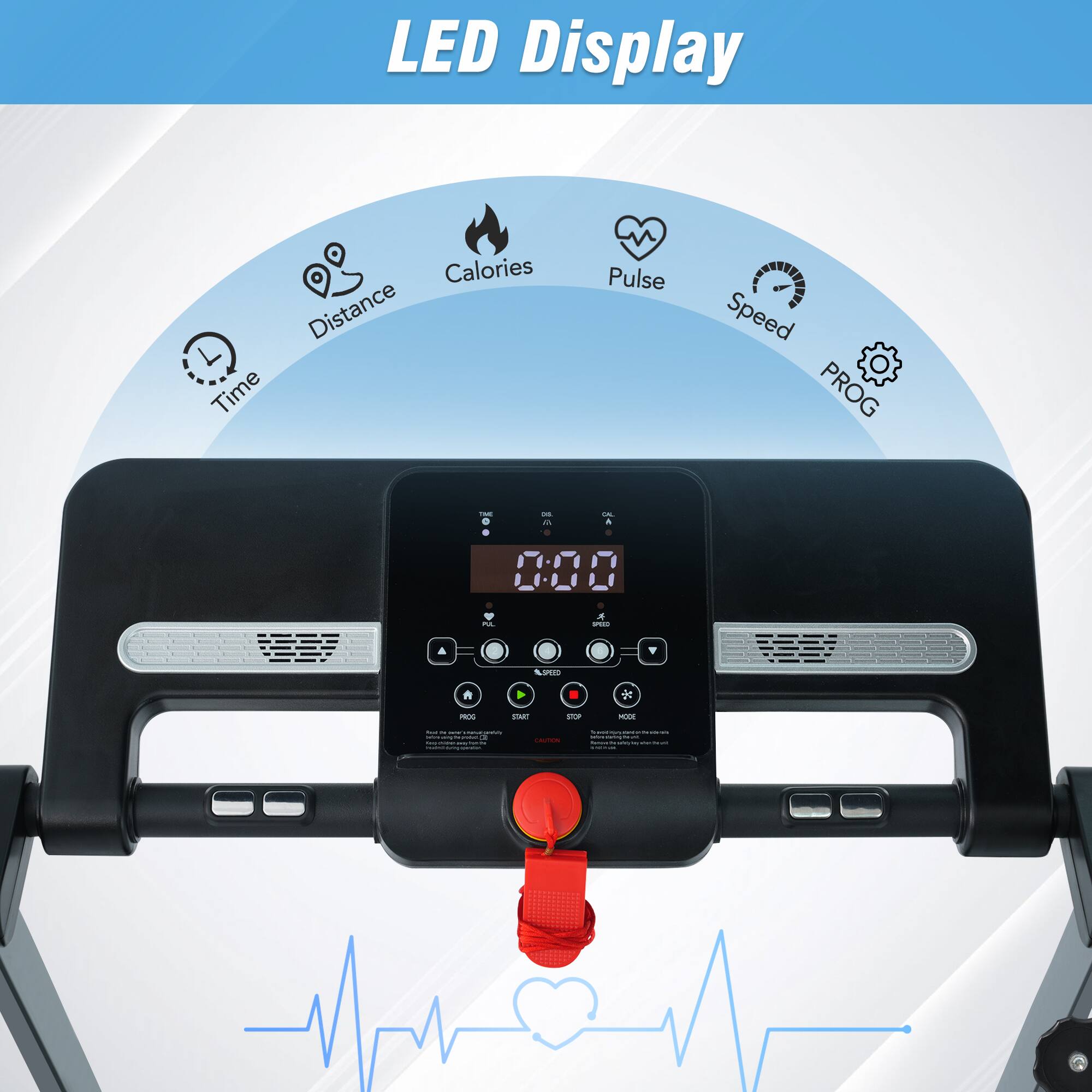 LED Display Calories Distance Time Pulse Speed PROG
