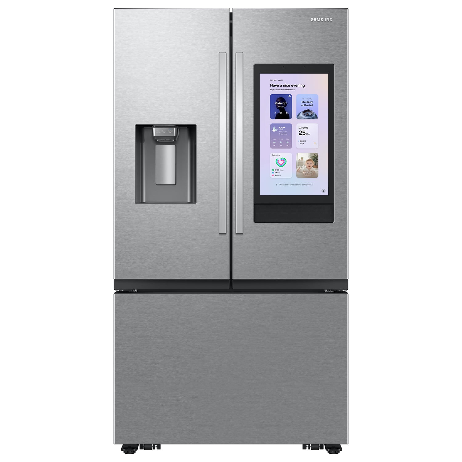 Package - Samsung - 36 in. Wide 30 cu. ft. Bespoke AI 3-Door French Door Smart Refrigerator with Family Hub - Stainless Steel + 2 more items