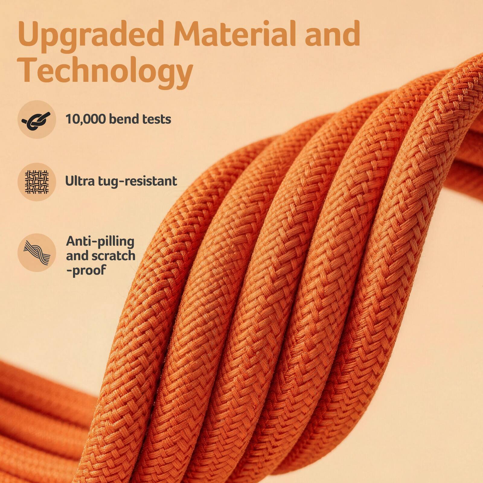 Upgraded Material and Technology

- 10,000 bend tests
- Ultra tug-resistant
- Anti-pilling and scratch-proof
