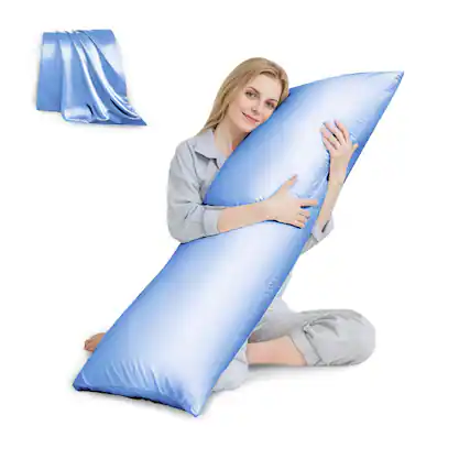 Front. Skar Audio - Body Pillow With Satin Pillowcase For Adults Removable Cover 20 x54 - Light Blue.