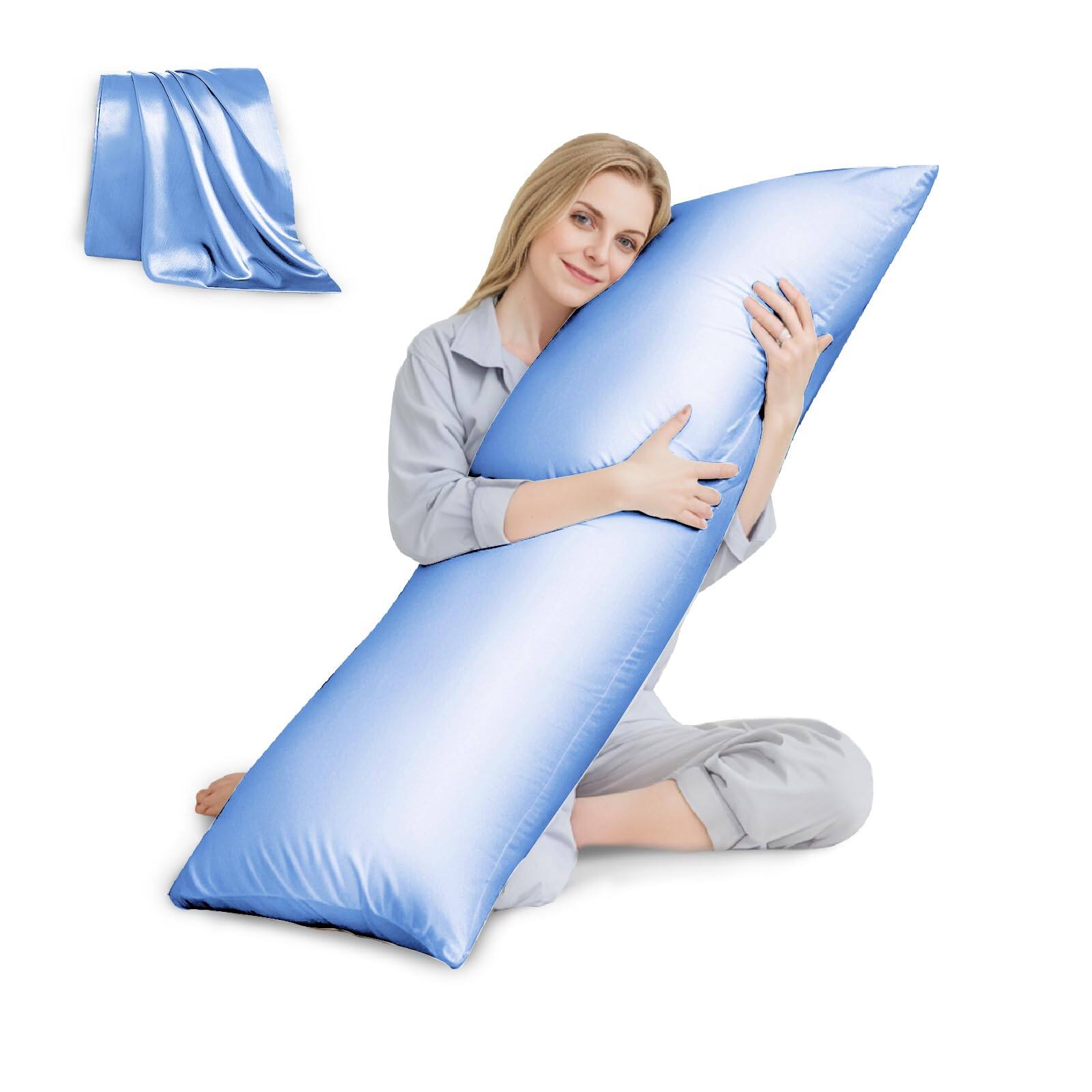 Front. Skar Audio - Body Pillow With Satin Pillowcase For Adults Removable Cover 20 x54 - Light Blue.