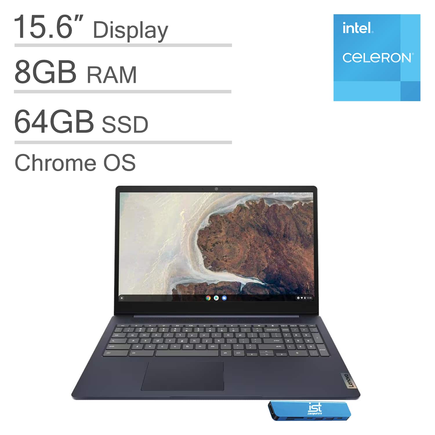 Lenovo - IdeaPad Chromebook 15 15.6" FHD Laptop - Intel Celeron N4500 - IST HUB - 8GB Memory - 64GB eMMC - Chrome OS - Abyss Blue
