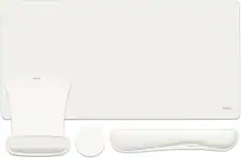 mosiso - Keyboard Wrist Rest Large Gaming Mouse Pad, 4 in 1 Memory Foam Desk Mat Ergonomic Rest Wrist for Home Office Game - Pearl White