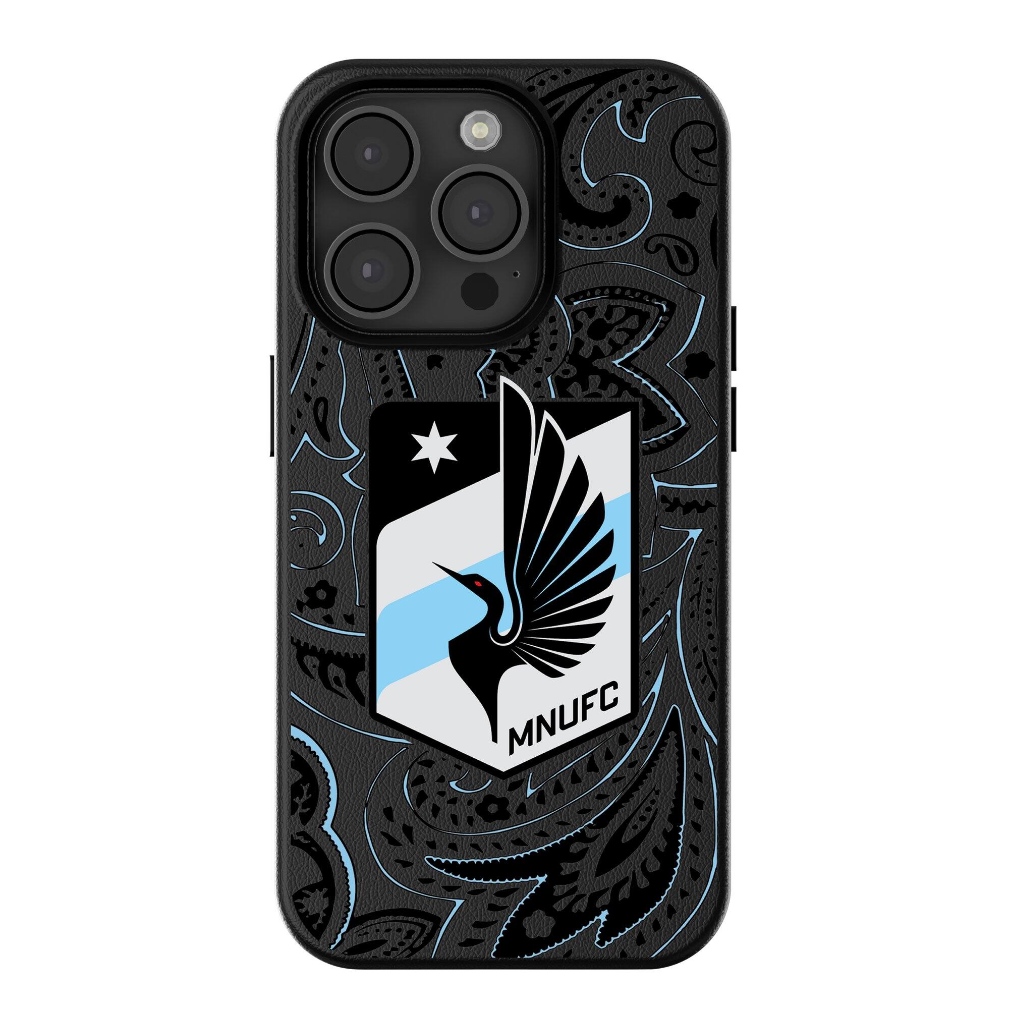 Front. Keyscaper - Black Minnesota United FC iPhone Magnetic Bump Case - 16 - Black.