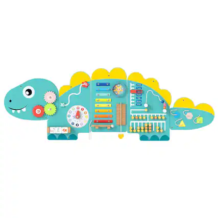 Front. Costway - Costway 11-in-1 Dinosaur Activity Wall Busy Board Panels for Education Early Development - Green.