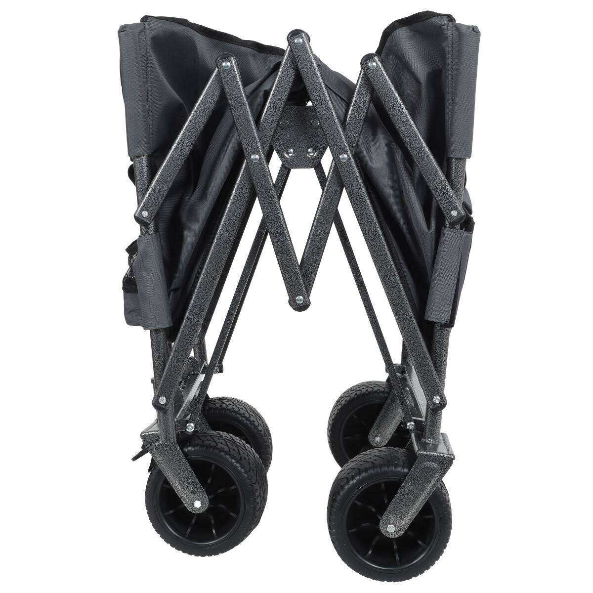 Alt View 2. Loheer - Loheer Folding Utility Wagon Cart with Bench Seat, 180L Cargo Space and All Terrain Wheels, Gray.