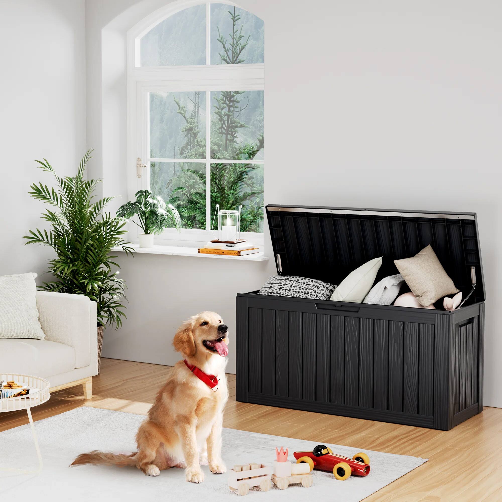 Alt View 5. Chic Crate - 46.3'' W 80 Gallons Water Resistant Resin Lockable Deck Box - Black.