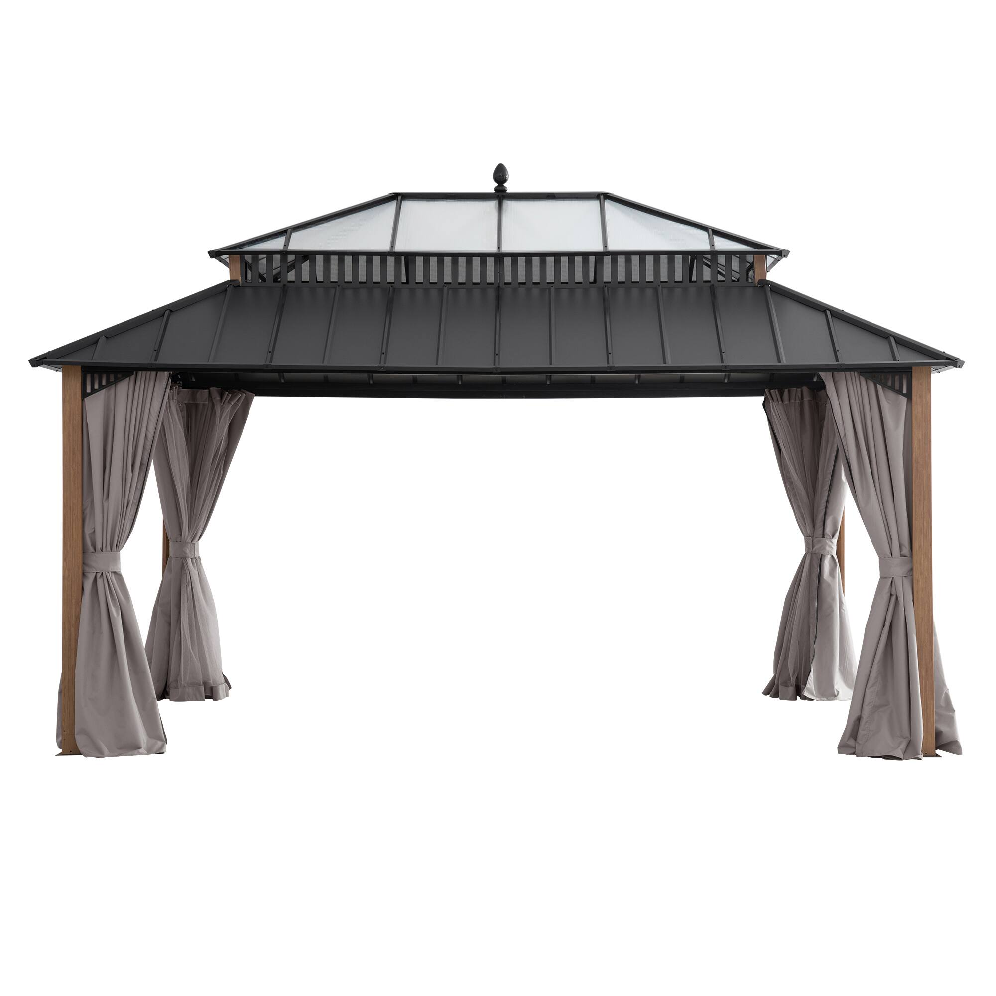 Angle. SUNJOY - 16X12 Kingston PC Top Rectangular Gazebo Wood Grain.