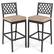 Front. Costway - Set of 2 Outdoor Bar Height Dining Chairs Patio Metal Bar Stools with Cushion - Black/Beige.