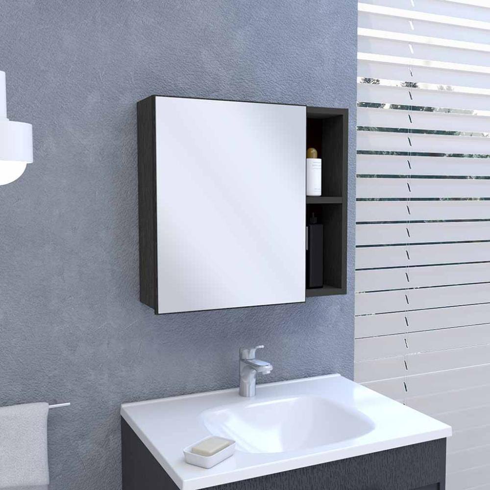 Angle. Treevol Furniture - Viking Medicine Cabinet,Bathroom,Black - Black.