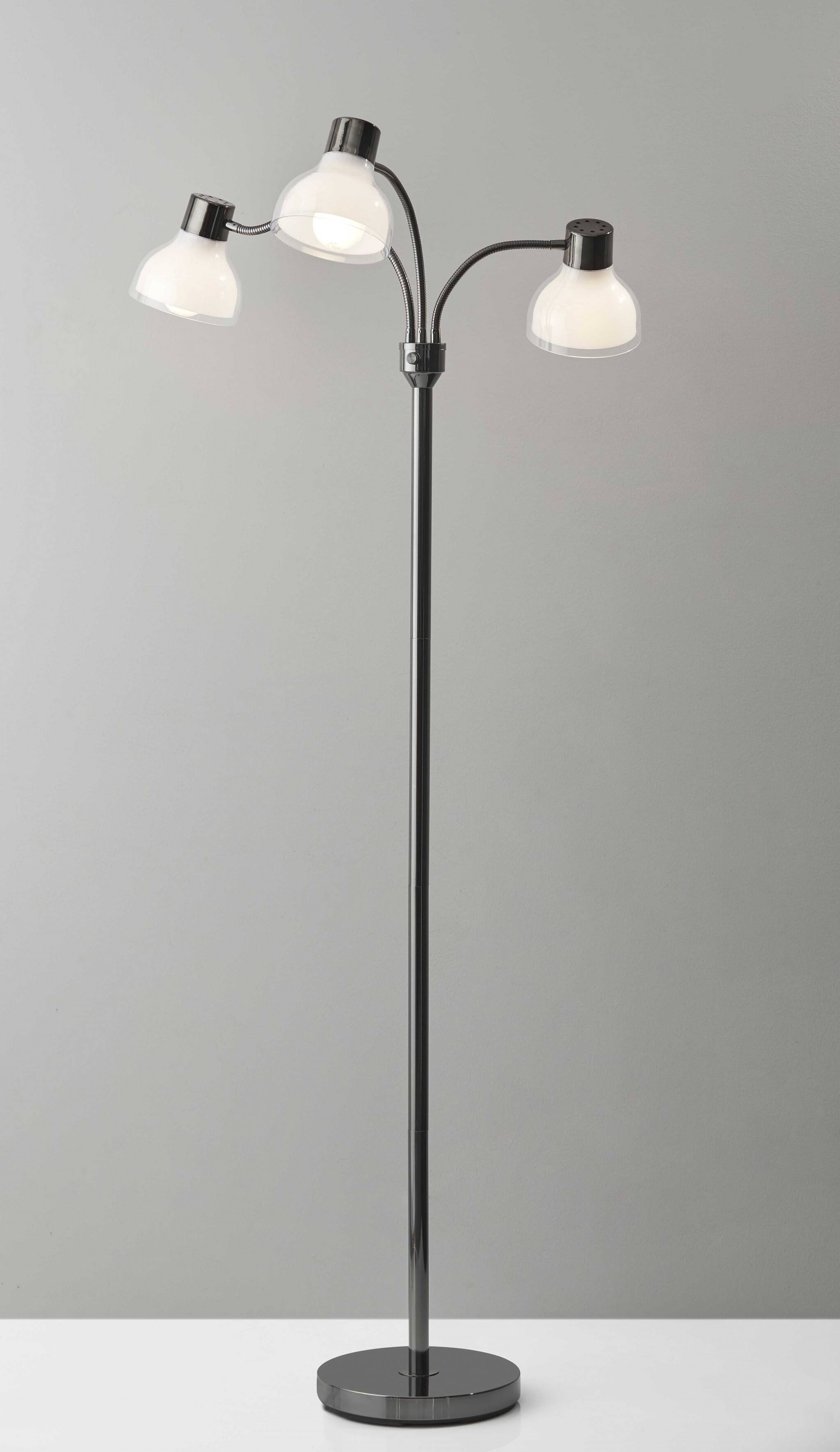 Back. Hivvago - Hivvago 69 Inch Black And White Metal Three Light Tree Floor Lamp With White Bowl Shade - Black, White.