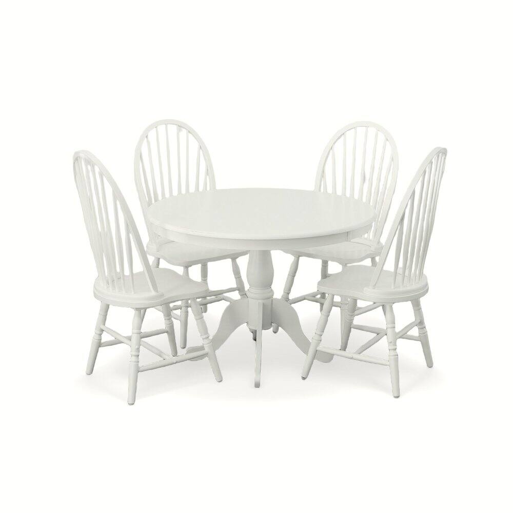Alt View 7. Carolina Chair & Table - Fairview 42" Pedestal Dining Table with 4 Windsor Dining Chairs - Pure White - White.