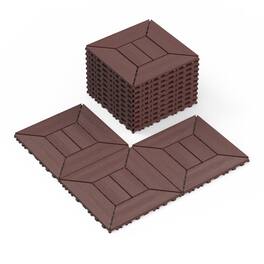 Mondawe - 44 pieces 12-inch DIY interlocking deck tiles - Red+Brown