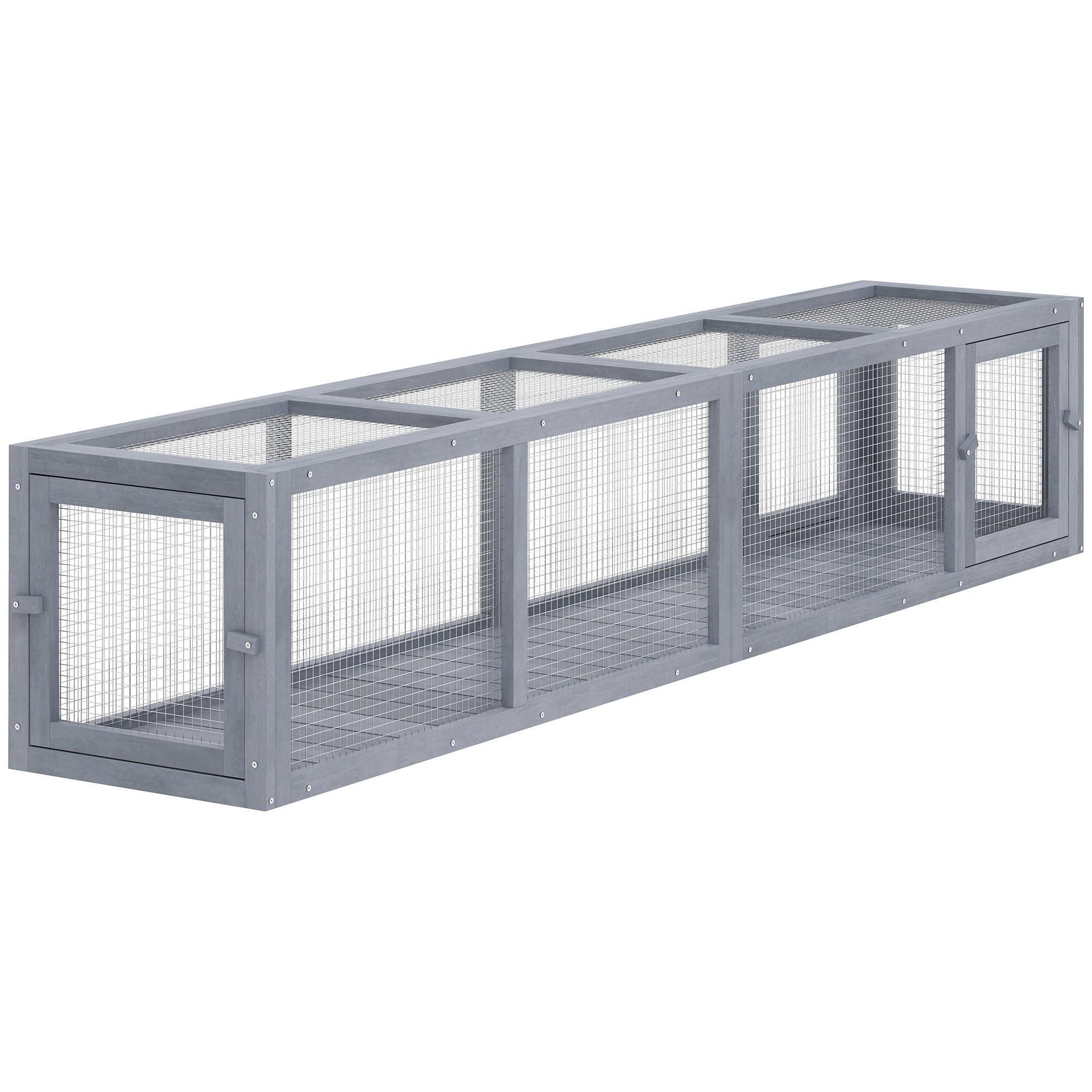 Front. Pawhut - Cat Run with Weather Protection, Connecting Inside and Outside, 79"L x 15"W x 15"H - Dark Gray.