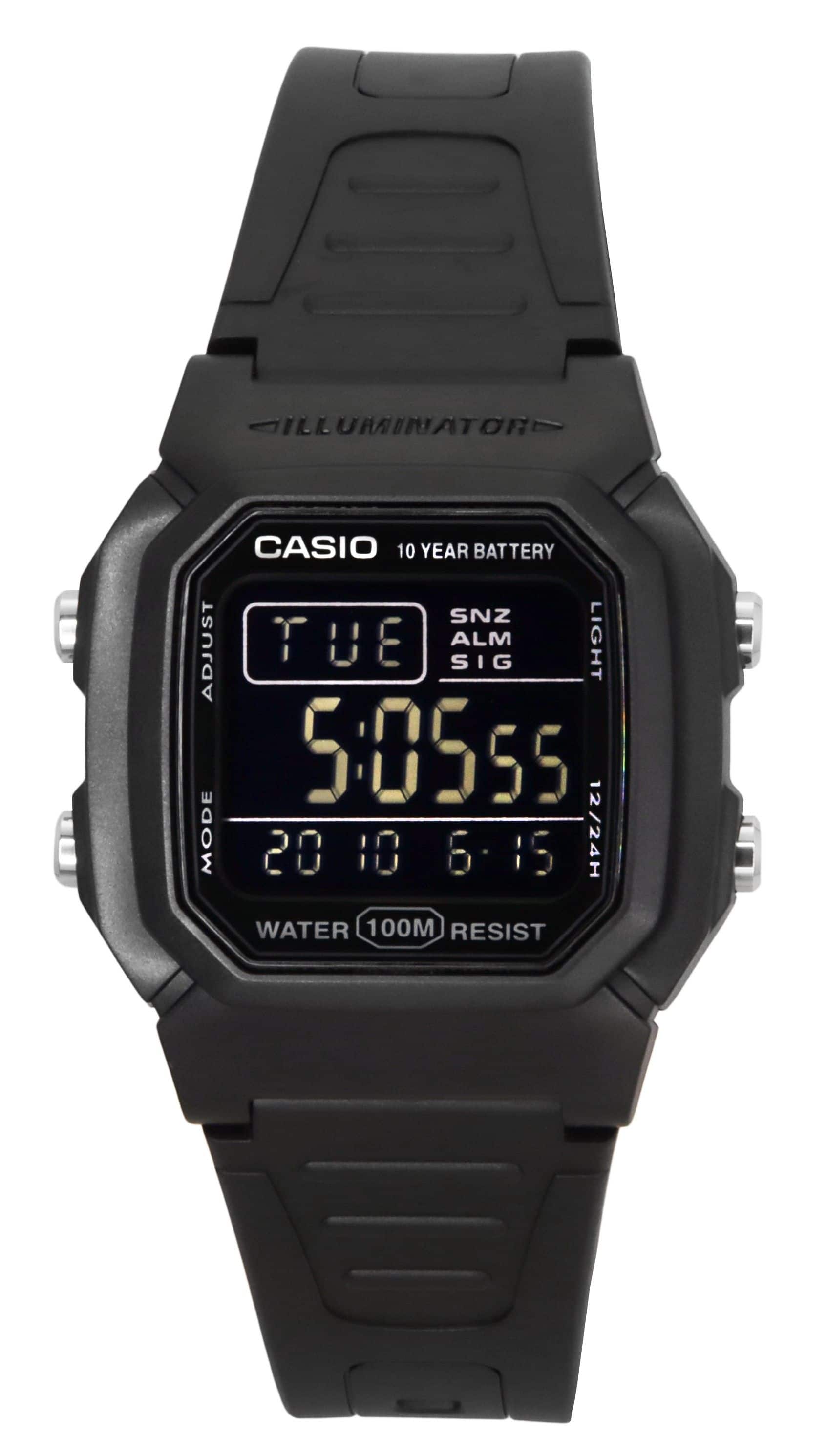 Casio - Digital Dual Time Resin Strap Quartz W-800H-1BV 100M Men's Watch - Black