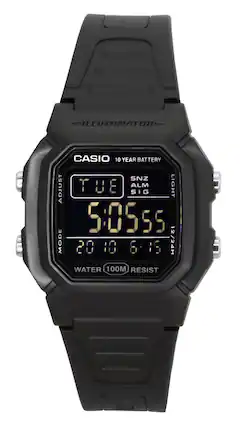 Casio - Digital Dual Time Resin Strap Quartz W-800H-1BV 100M Men's Watch - Black