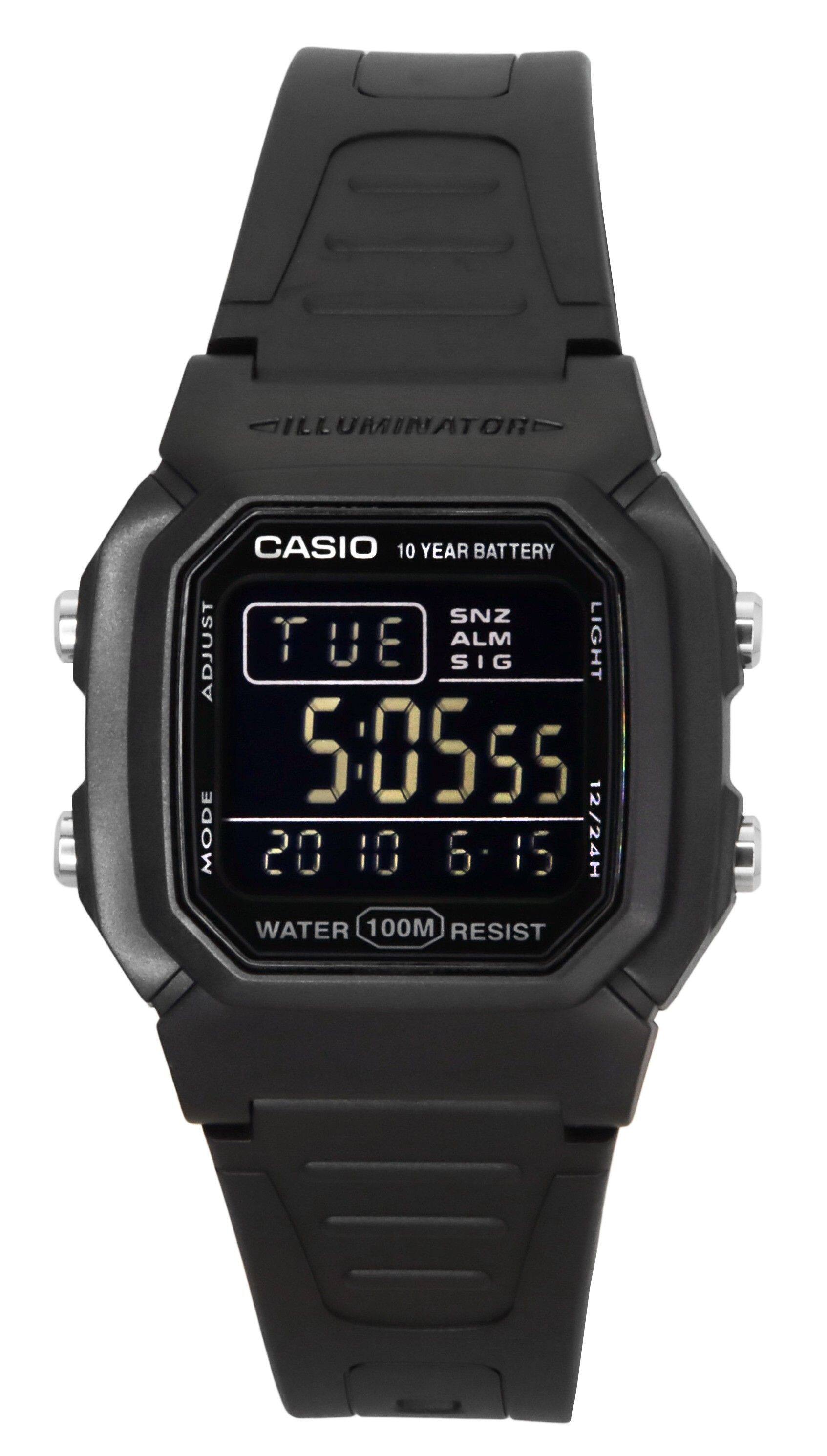 Casio - Digital Dual Time Resin Strap Quartz W-800H-1BV 100M Men's Watch - Black