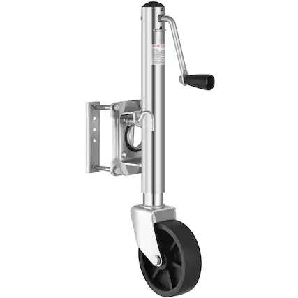 Front. VEVOR - Trailer Jack with Wheel, 1000 lbs Load Capacity, Heavy Duty Swivel Boat Trailer Jack with PP Single Wheel & Ergonomic - Black;Silver.