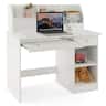 Costway - Kids Study Desk Children Writing Table with Hutch Drawer Shelves & Keyboard Tray - White