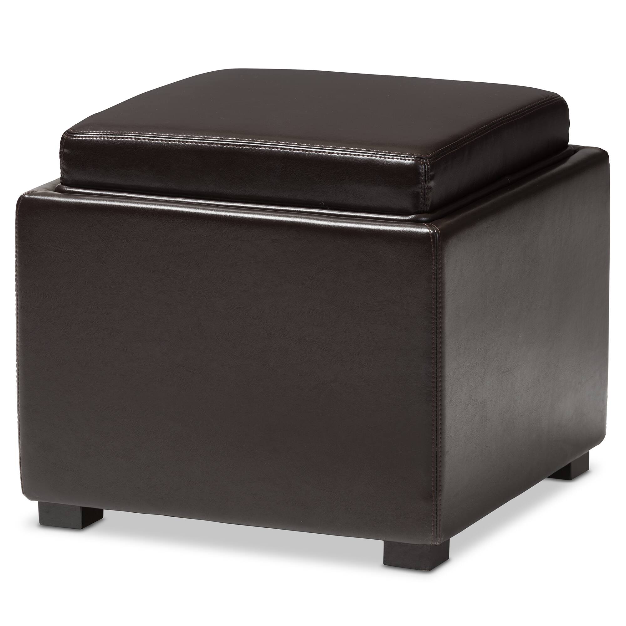 Baxton Studio - Tate Storage Ottoman - Dark Brown