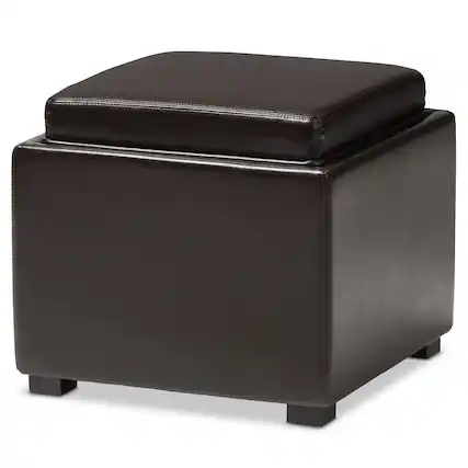 Front. Baxton Studio - Tate Storage Ottoman - Dark Brown.