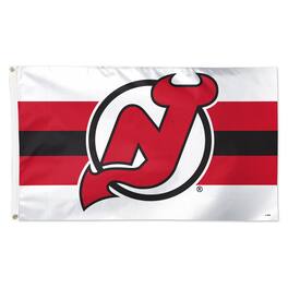 WinCraft - New Jersey Devils 3' x 5' Horizontal Stripe Deluxe Single-Sided Flag - White