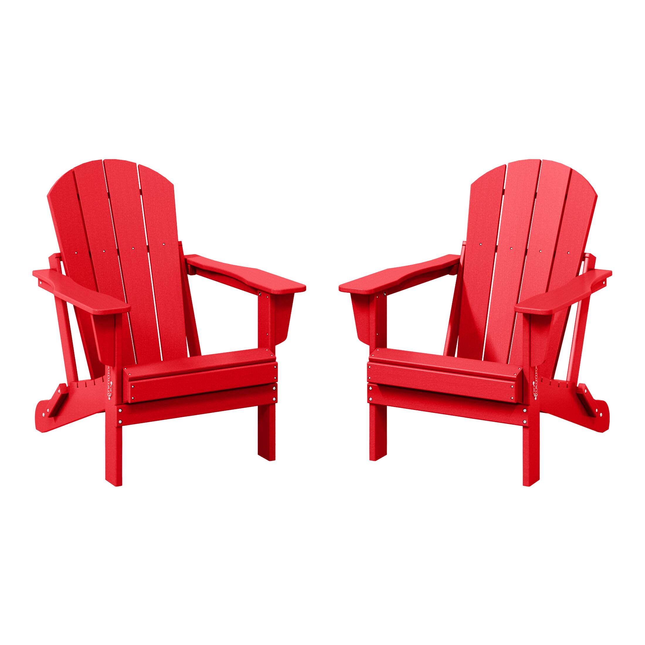 WestinTrends - Malibu Outdoor HDPE Folding Poly Adirondack Chairs (Set of 2) - Red