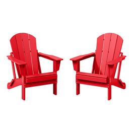 WestinTrends - Malibu Outdoor HDPE Folding Poly Adirondack Chairs (Set of 2) - Red